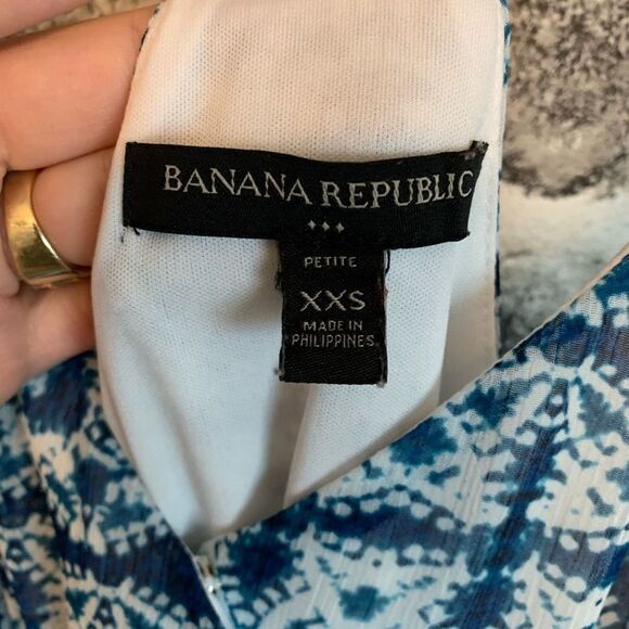 Banana Republic Blue Shibori Print Handkerchief Hem Midi Dress Size XXS Petite - Picture 7 of 8